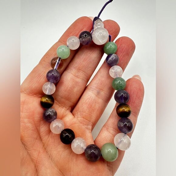 Multi-gemstone 9mm round beaded stretchy bracelet! - Picture 6 of 10